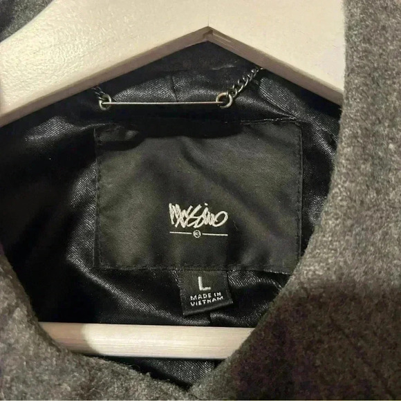 Mossimo Charcoal Grey Wool Blend Coat | Asymmetrical Zip | Size L - Picture 5 of 10